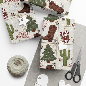 Carta da regalo natalizia western, carta da regalo natalizia da cowboy, carta da regalo stivali da cowboy, carta da regalo albero di Natale, carta da regalo country
