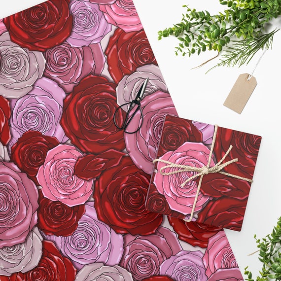 Red Roses Wrapping Paper Pink Rose Gift Wrap Valentine's -  Norway