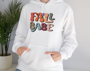 Fall Babe Hooded Sweatshirt, Cozy Autumn Hoodie, Pumpkin Spice Lover Gift, Fall Outfit for Women, Warm & Stylish Hoodie for Her, Soft Hoodie
