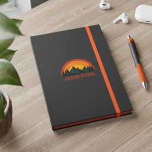 INSPIRATIONAL MOUNTAIN JOURNAL - Grand Rising Sunrise Mountain Graphic Positive Motivational Daily Hardcover Ruled Notebook Journal