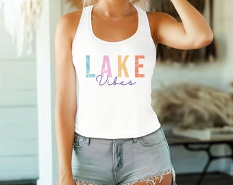 Lake Vibes Racerback Tank Top: Pastel Summer Shirt