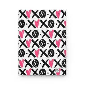 XOXO Hardcover Matte Journal, Pink and Black Valentine's Day Journal Gift, Pink Heart Writers Gift, Rule Lined Notebook gift for her image 3
