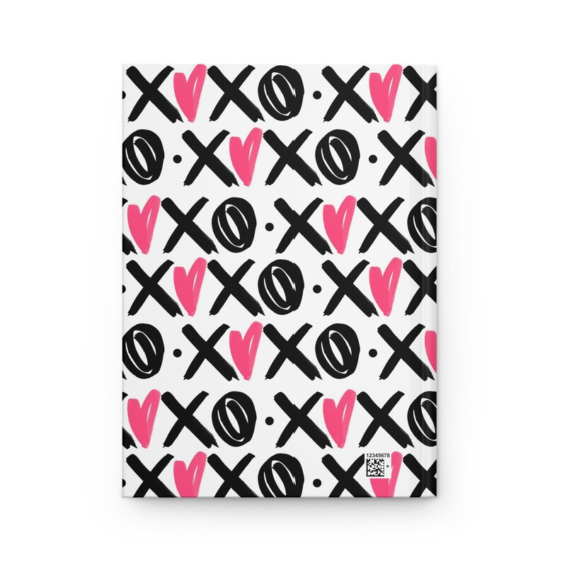 XOXO Hardcover Matte Journal, Pink and Black Valentine's Day Journal Gift, Pink Heart Writers Gift, Rule Lined Notebook gift for her image 3