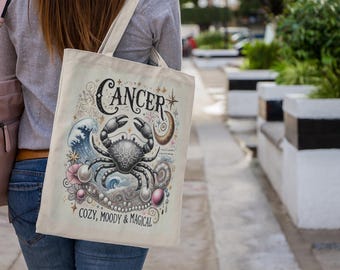 Cancer Zodiac Tote Bag: Boho Astrology Gift