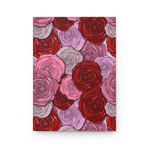Floral Roses Matte Hardcover Journal | Valentine's Day Gift for Her | Pink & Red Roses Notebook | Writing Gift for Floral Lover