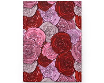 Floral Roses Matte Hardcover Journal | Valentine's Day Gift for Her | Pink & Red Roses Notebook | Writing Gift for Floral Lover