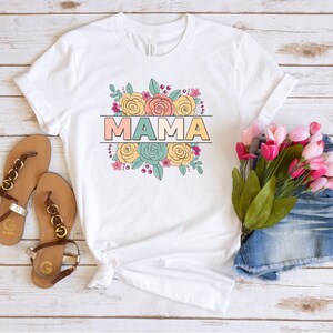 Floral Mama T-shirt Mother&#39;s Day Gift, Spring flowers Mom Shirt, Short Sleeve Tee for Mom, Special Mother&#39;s Day Gift, Flower Lover Shirt