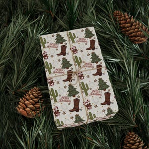Western-Weihnachtspapier, Cowboy-Stiefel, ländliche Geschenkverpackung
