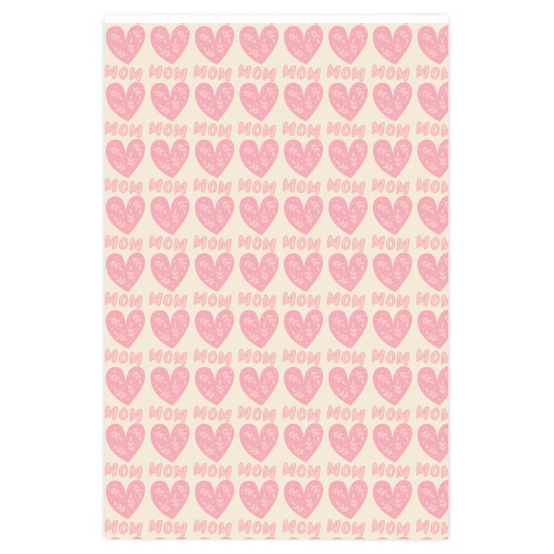 Happy Mother's Day Gift Wrap, Mom Heart Wrapping Paper, Pink Heart Gift Wrap, Mother's Day Wrapping Paper, Mom Gift Wrap image 5