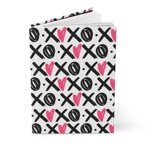 XOXO Hardcover Matte Journal, Pink and Black Valentine's Day Journal Gift, Pink Heart Writers Gift, Rule Lined Notebook gift for her image 4