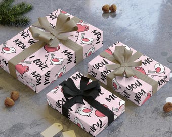 Carta da regalo per la festa della mamma, carta da regalo a forma di cuore con scritta "Ti amo mamma", carta da regalo a forma di cuore rosa, carta da regalo per la festa della mamma, carta da regalo con grazioso uccellino