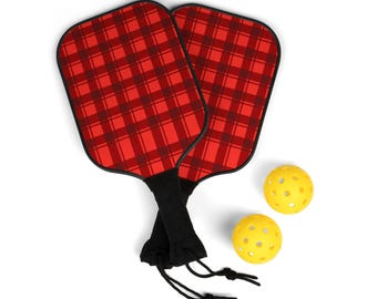 Pickleball Kit Set Red & Black Design Men's Game Paddle Balls Bag Gift, Sports Equipment, Pickleball Set with Paddles and Balls, Pickleball