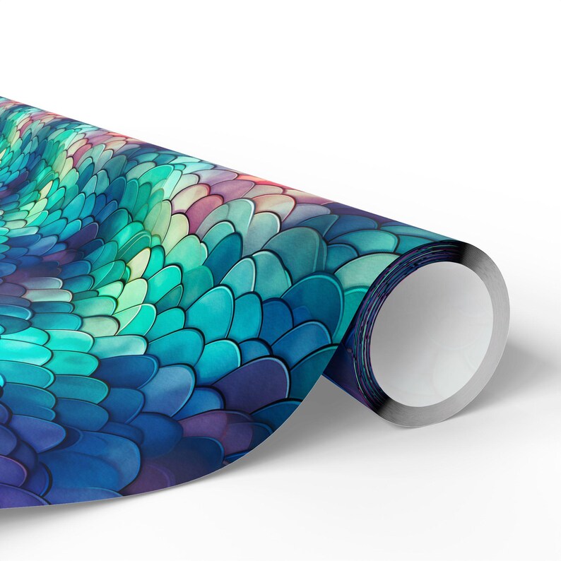 Mermaid Wrapping Paper, Mermaidcore Gift Wrap, Green Purple Pink Blue Scallop Wrapping Paper, Gift Wrap for Her, Birthday Gift Wrap Paper image 12
