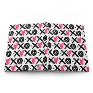 XOXO Hardcover Matte Journal, Pink and Black Valentine's Day Journal Gift, Pink Heart Writers Gift, Rule Lined Notebook gift for her image 6