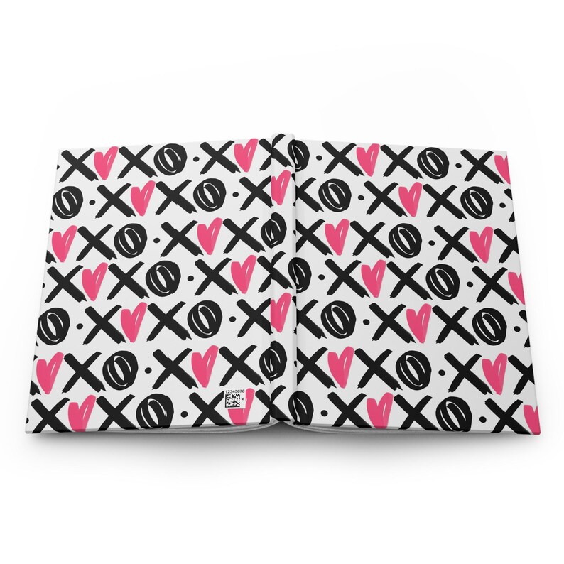 XOXO Hardcover Matte Journal, Pink and Black Valentine's Day Journal Gift, Pink Heart Writers Gift, Rule Lined Notebook gift for her image 6