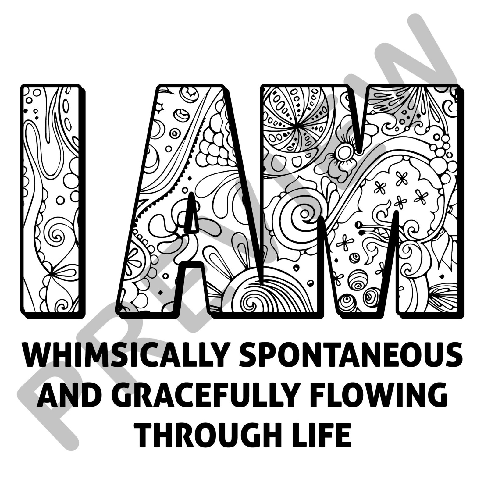 Affirmation Coloring Page Digital Download Spiritual Gift - Etsy