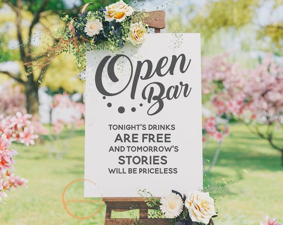 Open Bar Sign Wedding Svg Cut Files For Cricut Silhouette Free Etsy