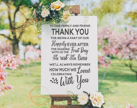 To Our Family And Friends Thank You Wedding Sign SVG Cut ...