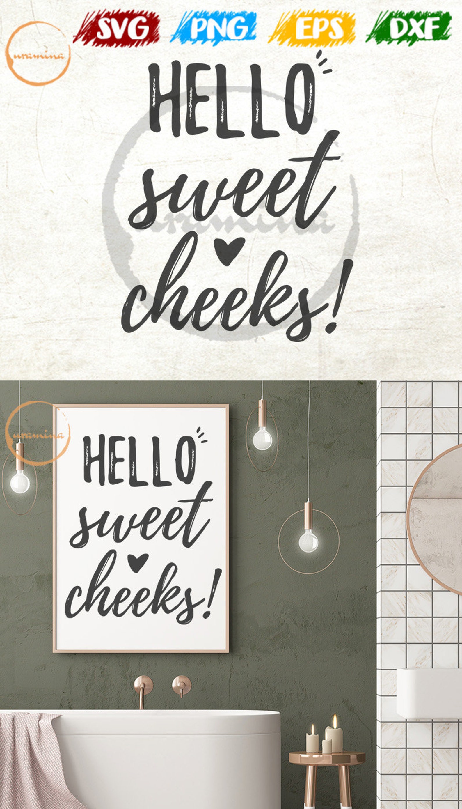 Hello Sweet Cheeks. Bathroom SVG. Bathroom Decor. Bathroom Etsy