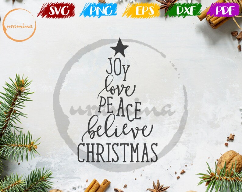 Download Christmas Tree Sign SVG Files for Cricut Silhouette. Joy Love | Etsy