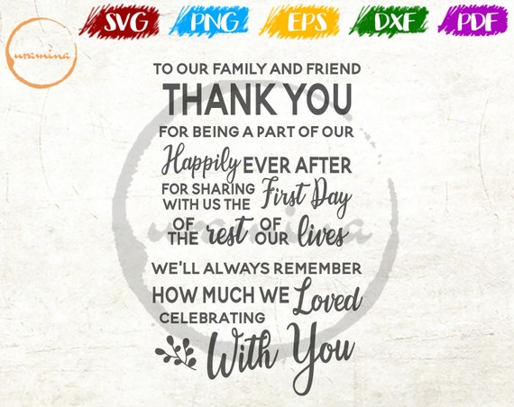 Download Printable Wedding Sign Wedding Svg 004 Thank You To All Of Our Friends And Family Svg Wedding Thank You Sign Personalized Wedding Sign Art Collectibles Drawing Illustration Commentfer Fr