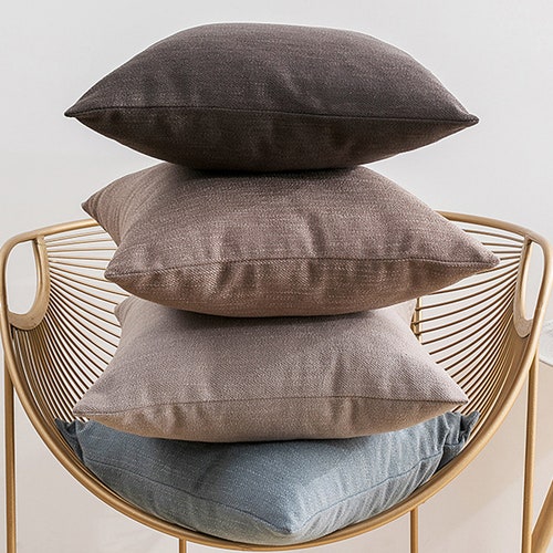 Solid Cotton Linen Pillow Cover 18 X 18 Throw Pillowcasesofa Etsy