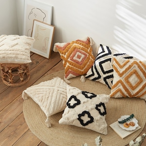 cream boho throw pillows