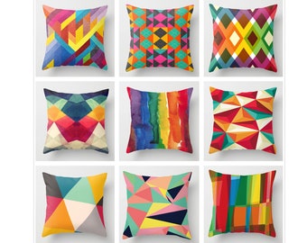 Geometric Rainbow Pillow cover,Colorful Throw Pillow Case,16 x 16，18 x 18，20 x 20，24 x 24,Square pillow cover,Decorative cushion cover,Gift