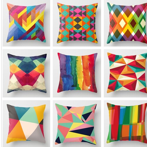 rainbow colored throw pillows