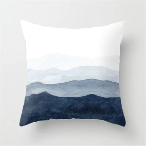 Blue Printed Pillow cover,Throw Pillow Case,16x16",18x18",20x20",,Square pillow shams,Decor cushion cover,Home gift,Housewarming Gift