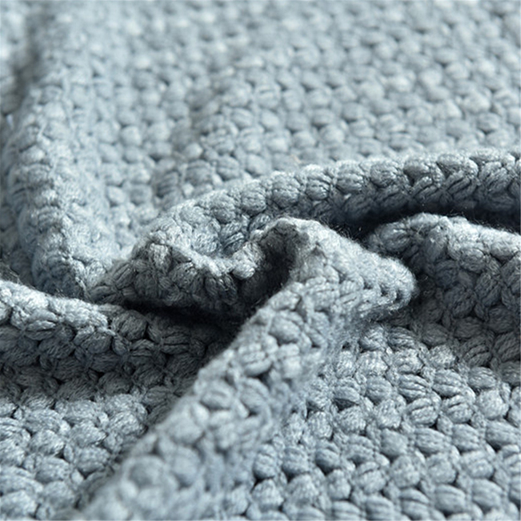 Blue Gray Soft Throw blanket with tassels 51 Etsy