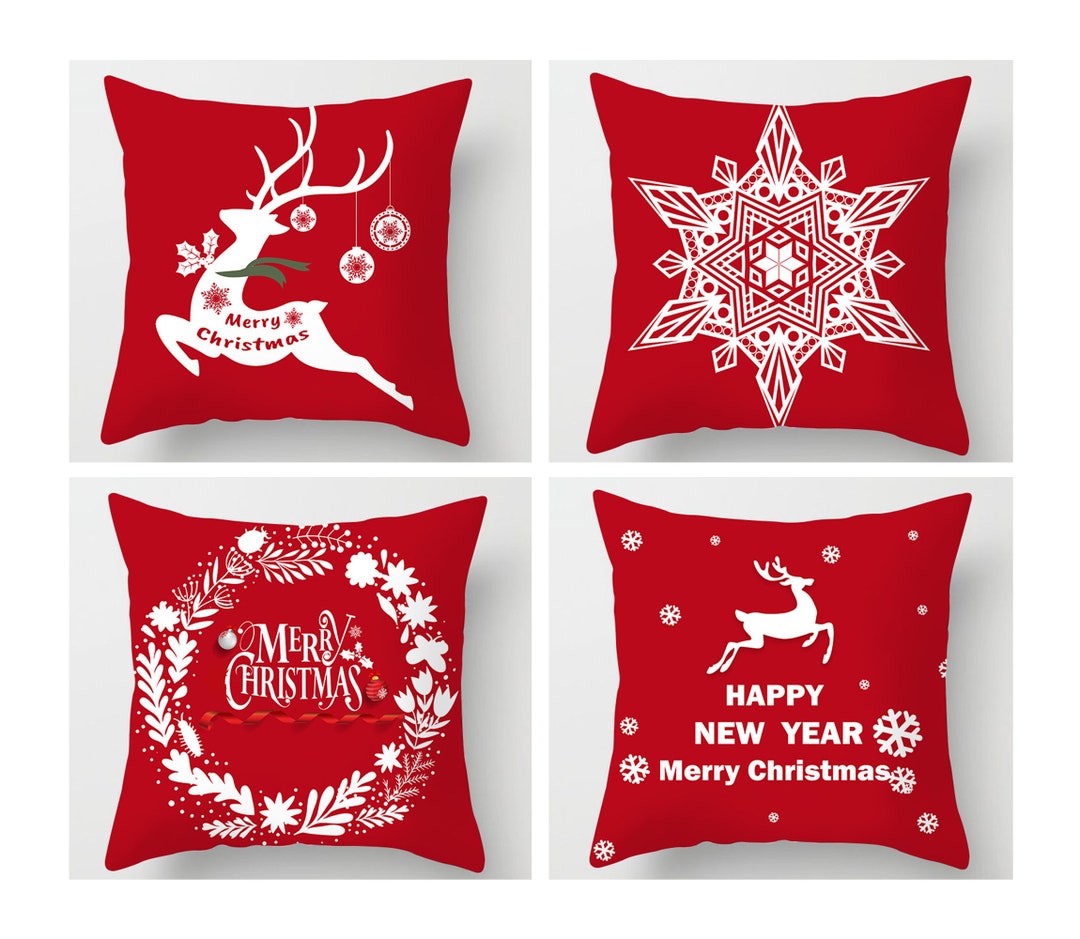 Red Christmas Pillow Covers 16 X 1618 X 1820 X 2024 X 24 Etsy