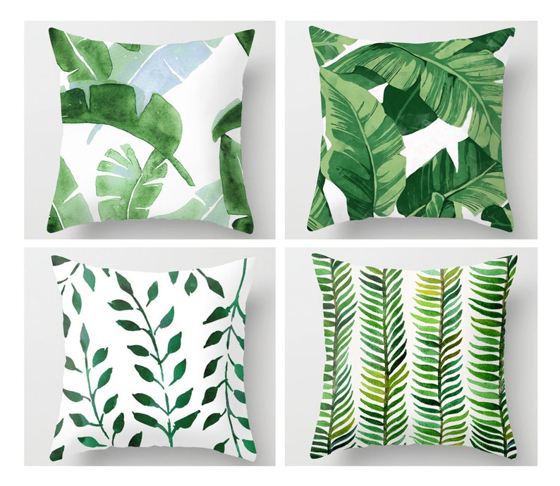 Green Leaf Pillow Covers Set of 4 16 X 1618 X 1820 X 2024 - Etsy