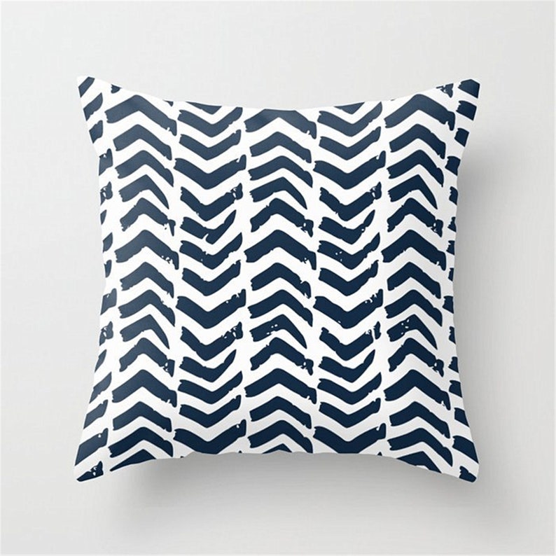 Navy Blue Geometry Pillow Covers 16 X 16 18 X 18 20 X Etsy