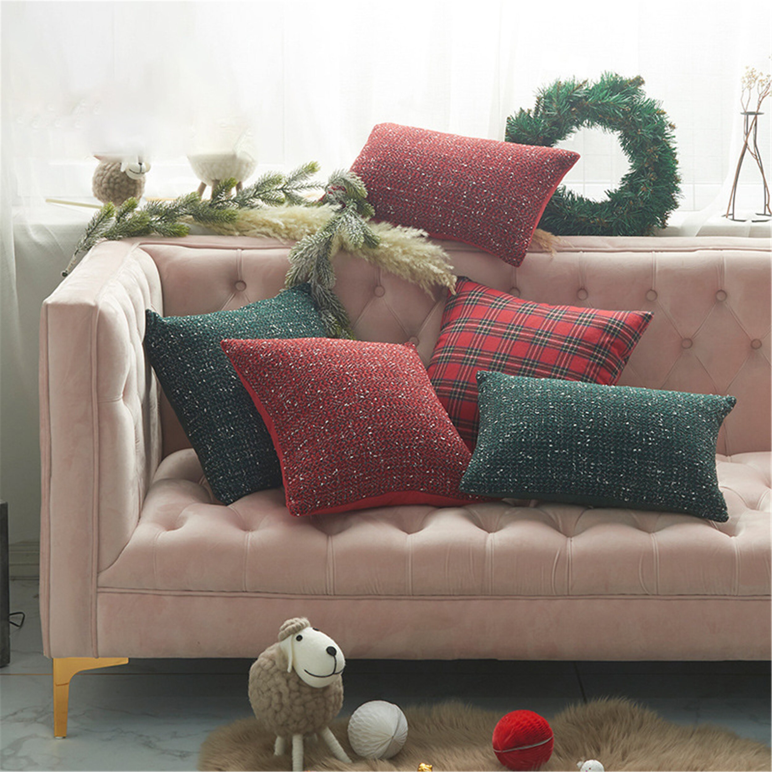 18X18" Merry Christmas Pillow Cases Cotton Sofa Cushion Cover Home Decor 18X18" Merry Christmas Pillow Cases Cotton Sofa Cushion Cover Home Decor