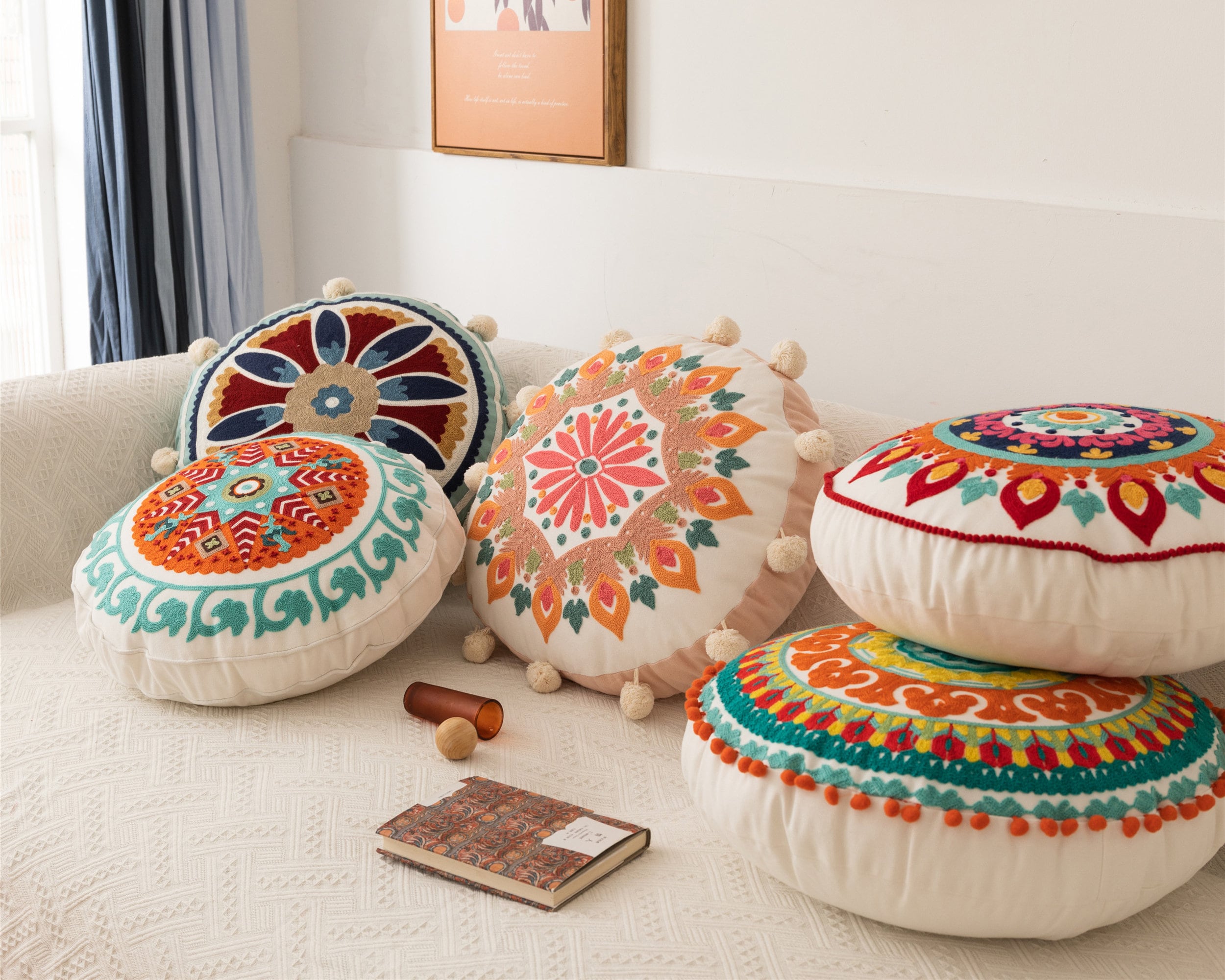 Bohemian Style Floor Cushion Tatami Cushion Thick Cotton And - Temu