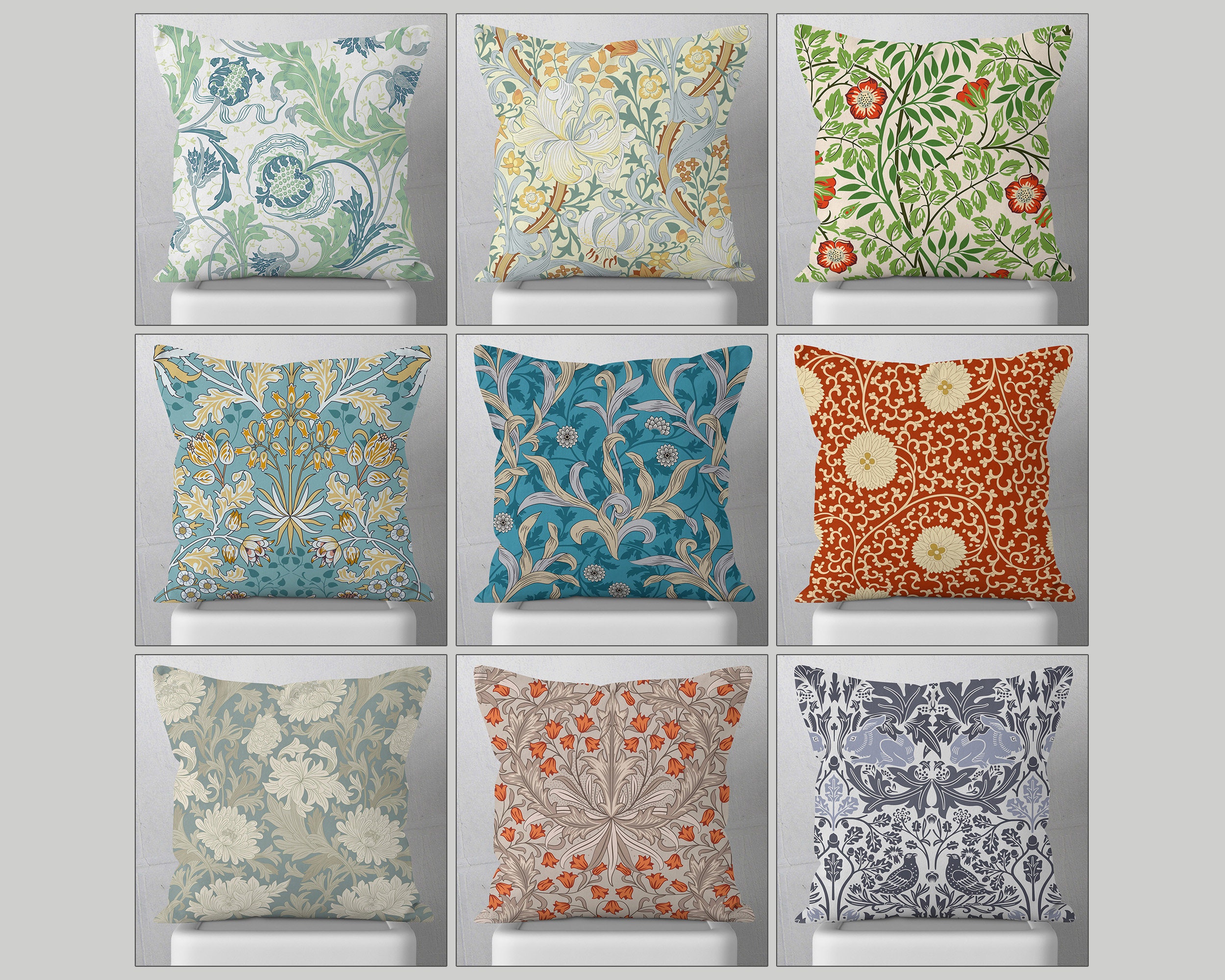 ETASOP Pillow Covers 18x18 Set of 6 Farmhouse Decor Daisy Bloom Floral Blue  Pillowcases Decorative Throw Pillow Covers Fall Decorations (Green)