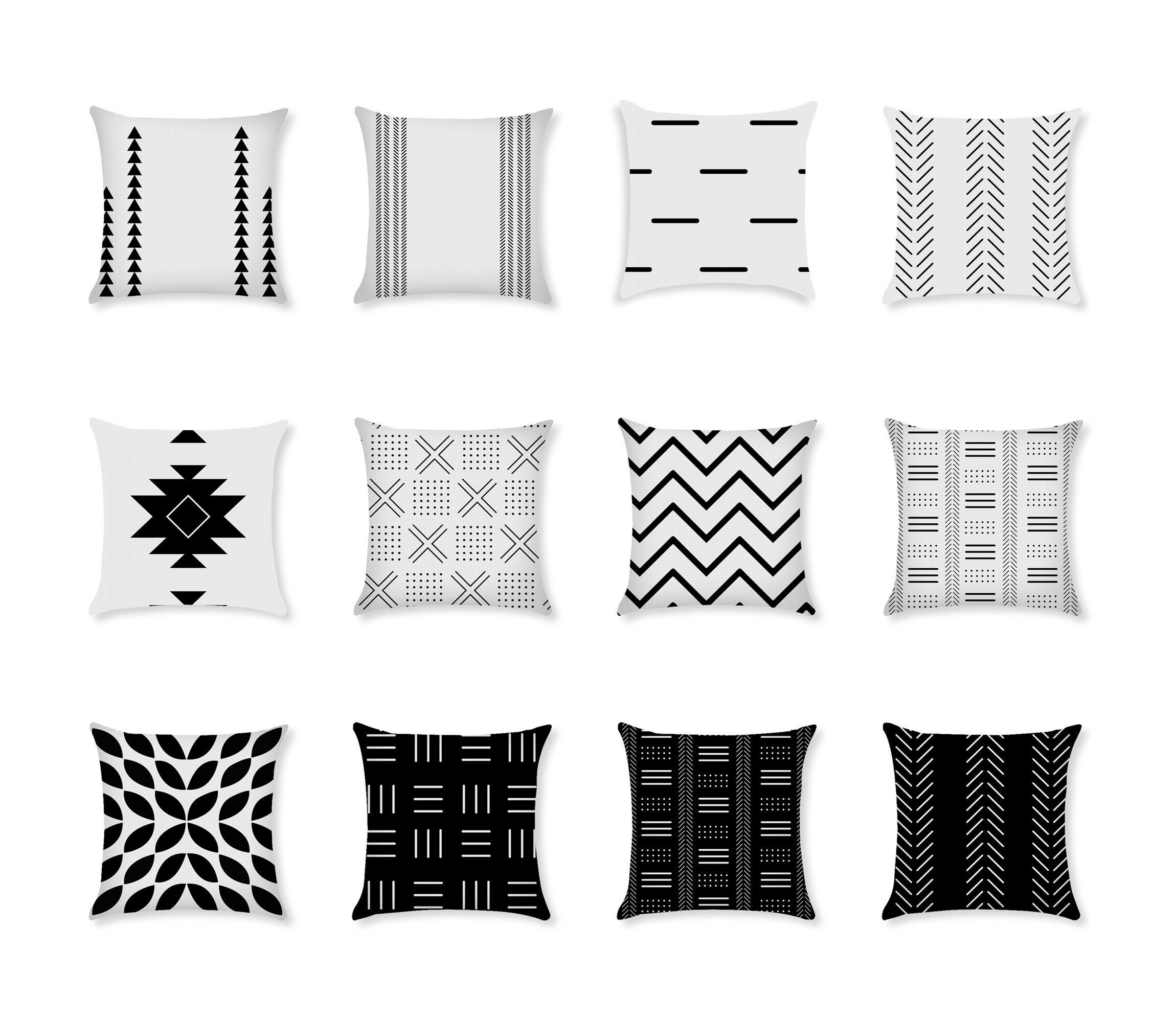 Pillow Covers Black and White 16 x 1618 x 1820 x 20 Throw Etsy