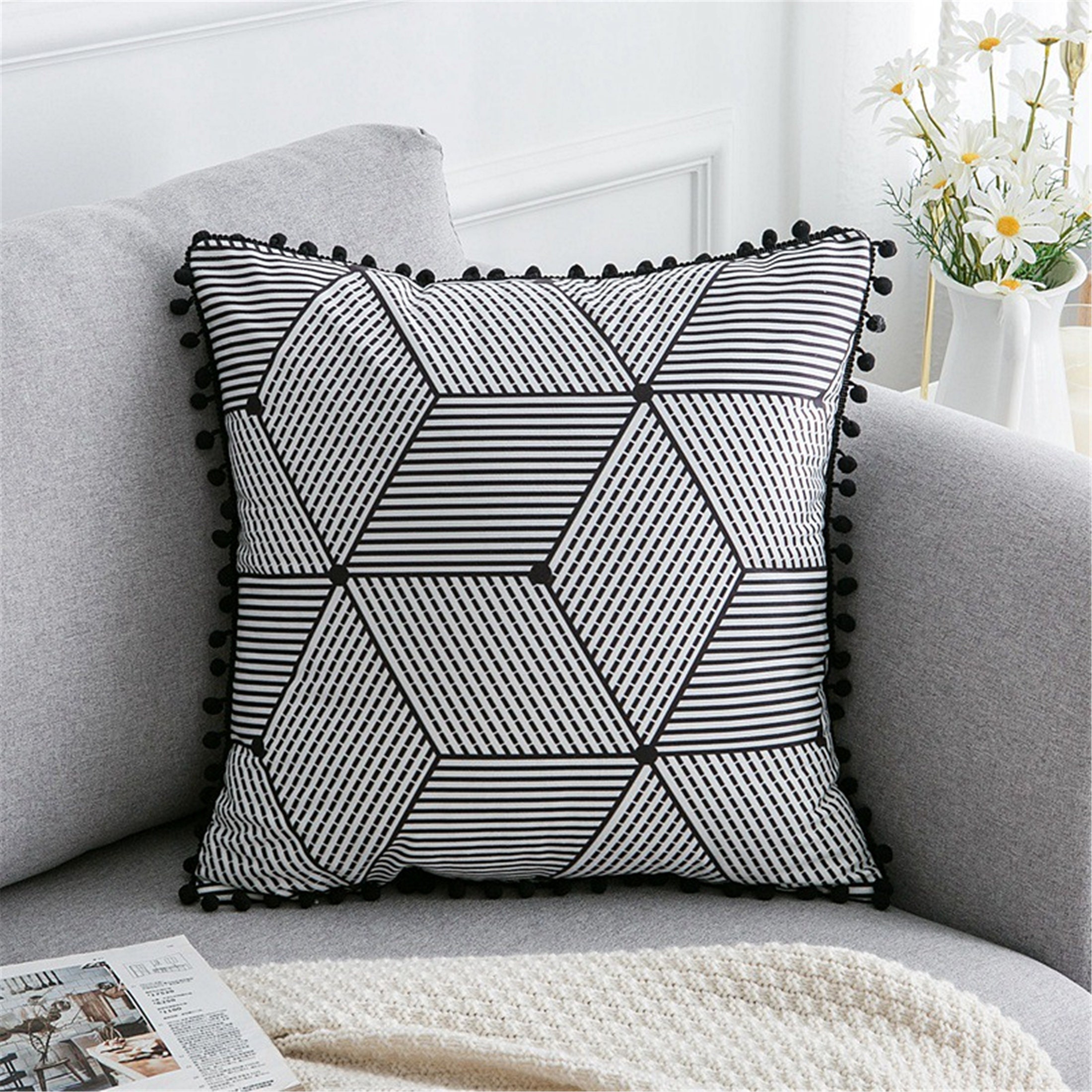 18 x 18 Pillow cover BohoThrow Pillow CaseBlack and Etsy