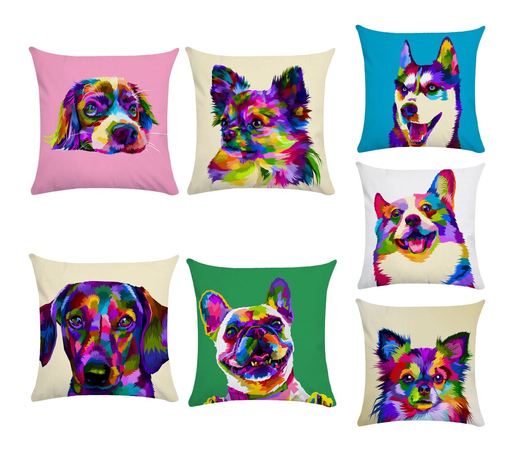 Colorful Cute Dog Pillow Cover16 X 1618 X 1820 X 2024 X - Etsy