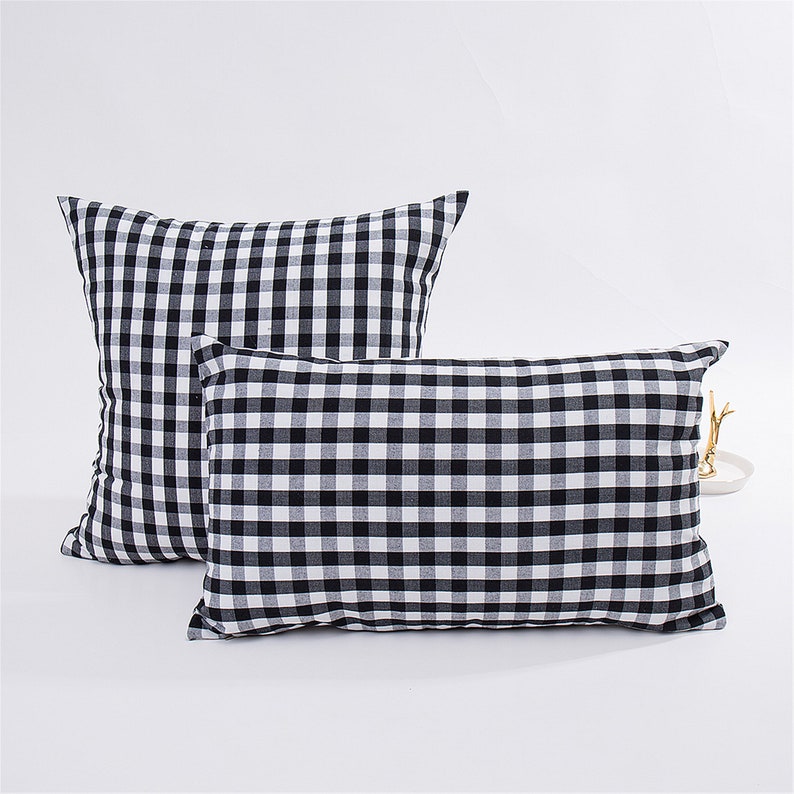 Black Plaid/stripe Pillow Cover 12 X 2018 X 18 Throw Pillow Etsy