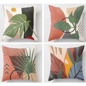 Abstract Pillow cover,Plants，Brown Throw Pillow Case,16 x 16，18 x 18，20 x 20,Square pillow cover，Decorative cushion cover，Home Gift