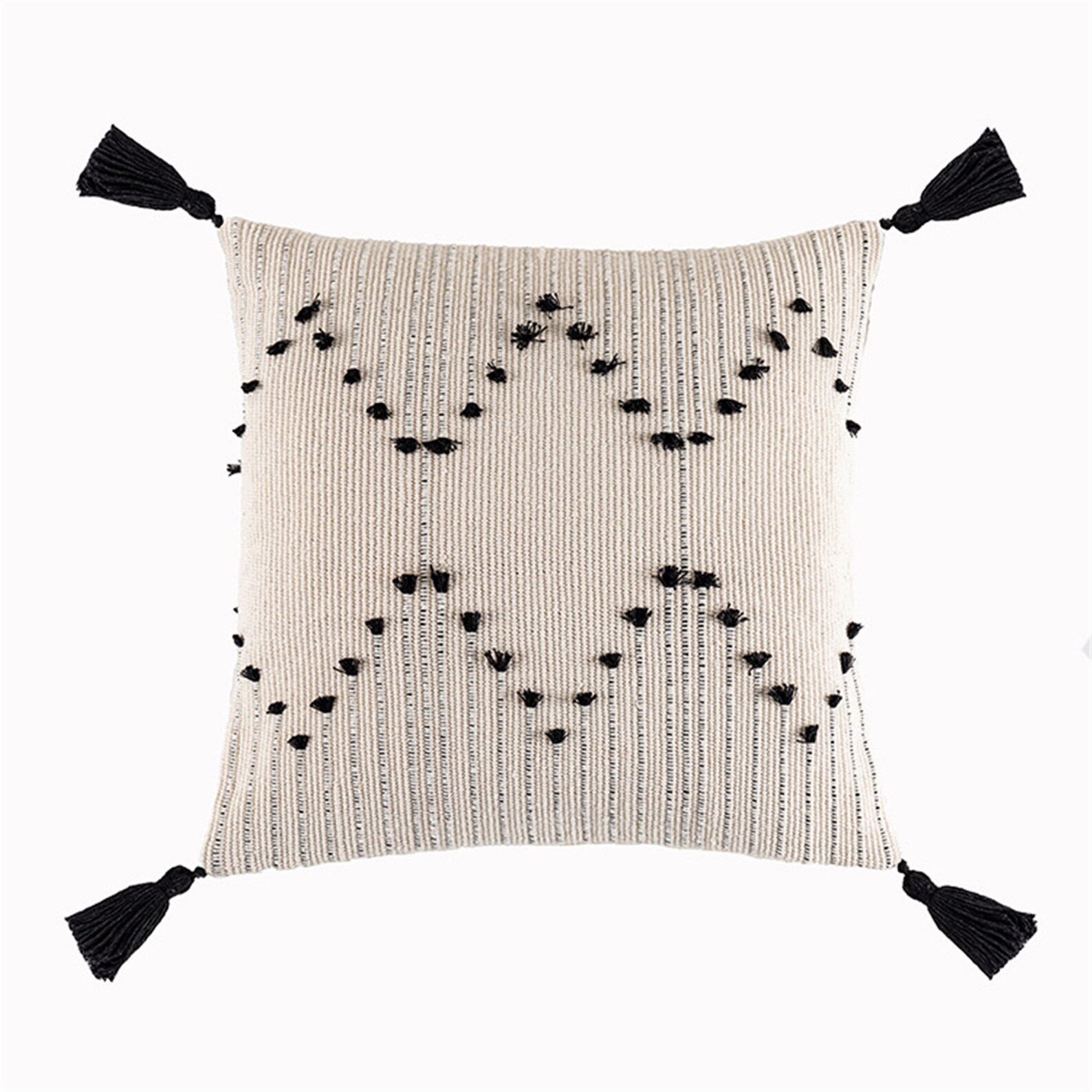 Black white Boho Pillow Cover18 x 1812 x 20Tassel Throw Etsy