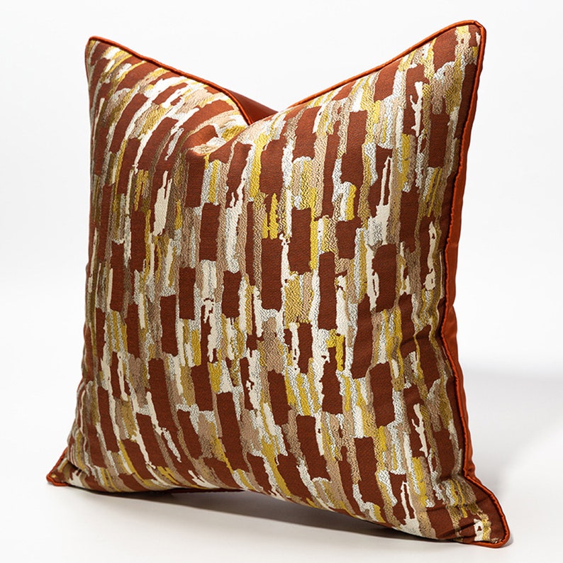 Red Brown Throw Pillow Cover 18 x 18Jacquard Modern Etsy