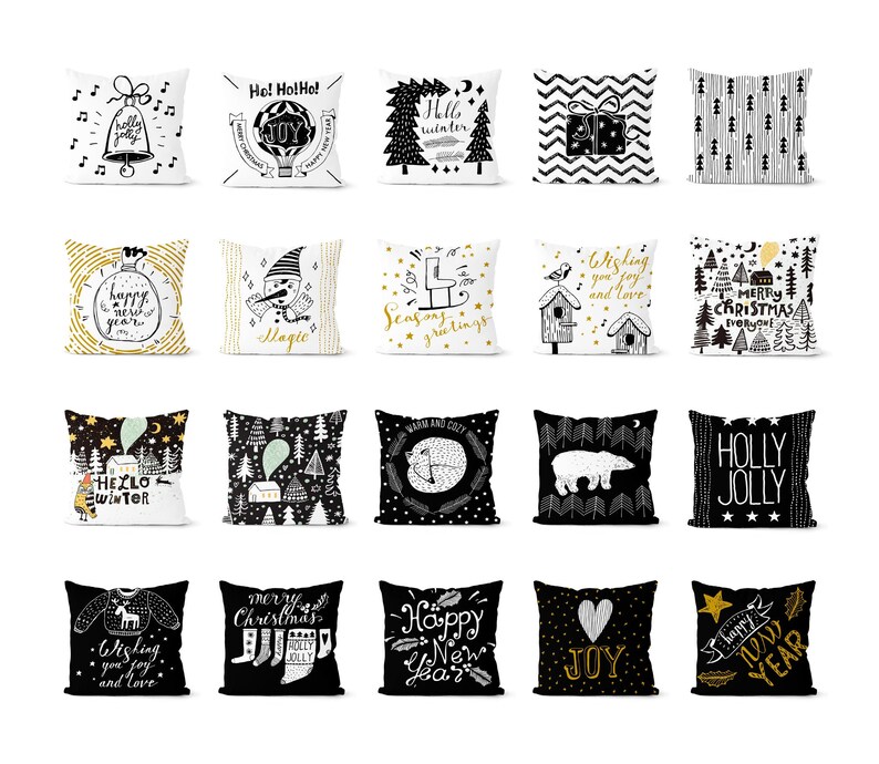Black and White Christmas Pillow cover 16 x 1618 x 1820 x Etsy