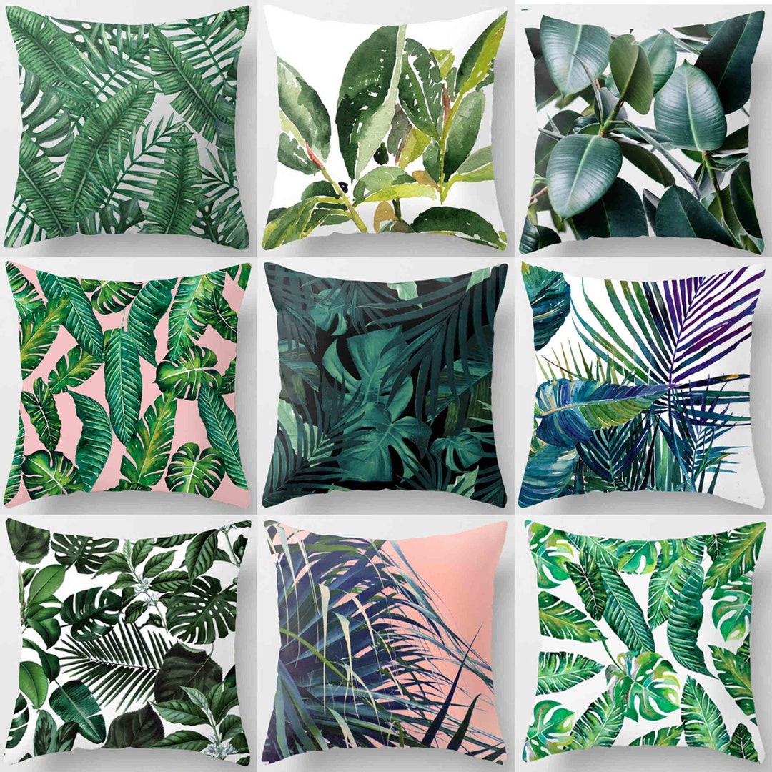 Green Leaf Pillow Coverthrow Pillowcase16 X 1618 X 1820 X - Etsy