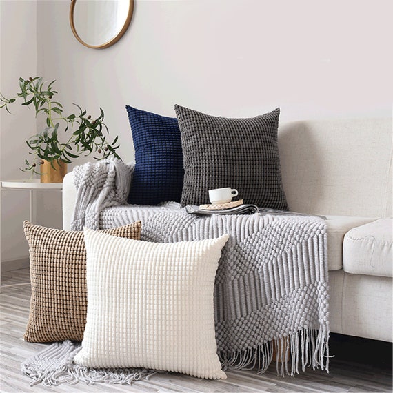 WEMEON Neutral Pillow Covers 18x18in Set of 4,Solid Color Pillows Soft Decorative Square Couch Pillow Covers ,Home Neutral Decor for Sofa Bedroom Car