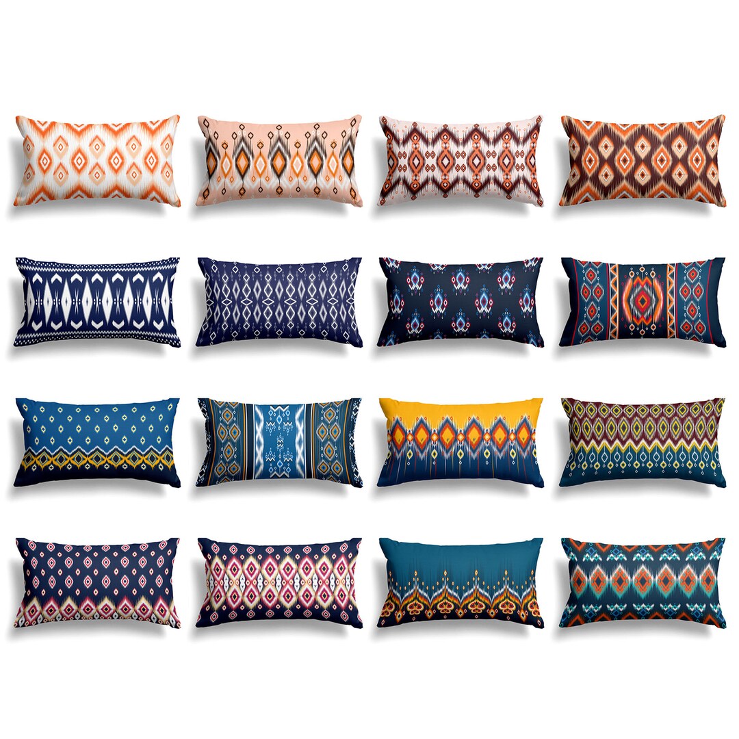 Abstract Ethnic Pattern Pillow Shams, Indigo Blue Home Indoor Outdoor