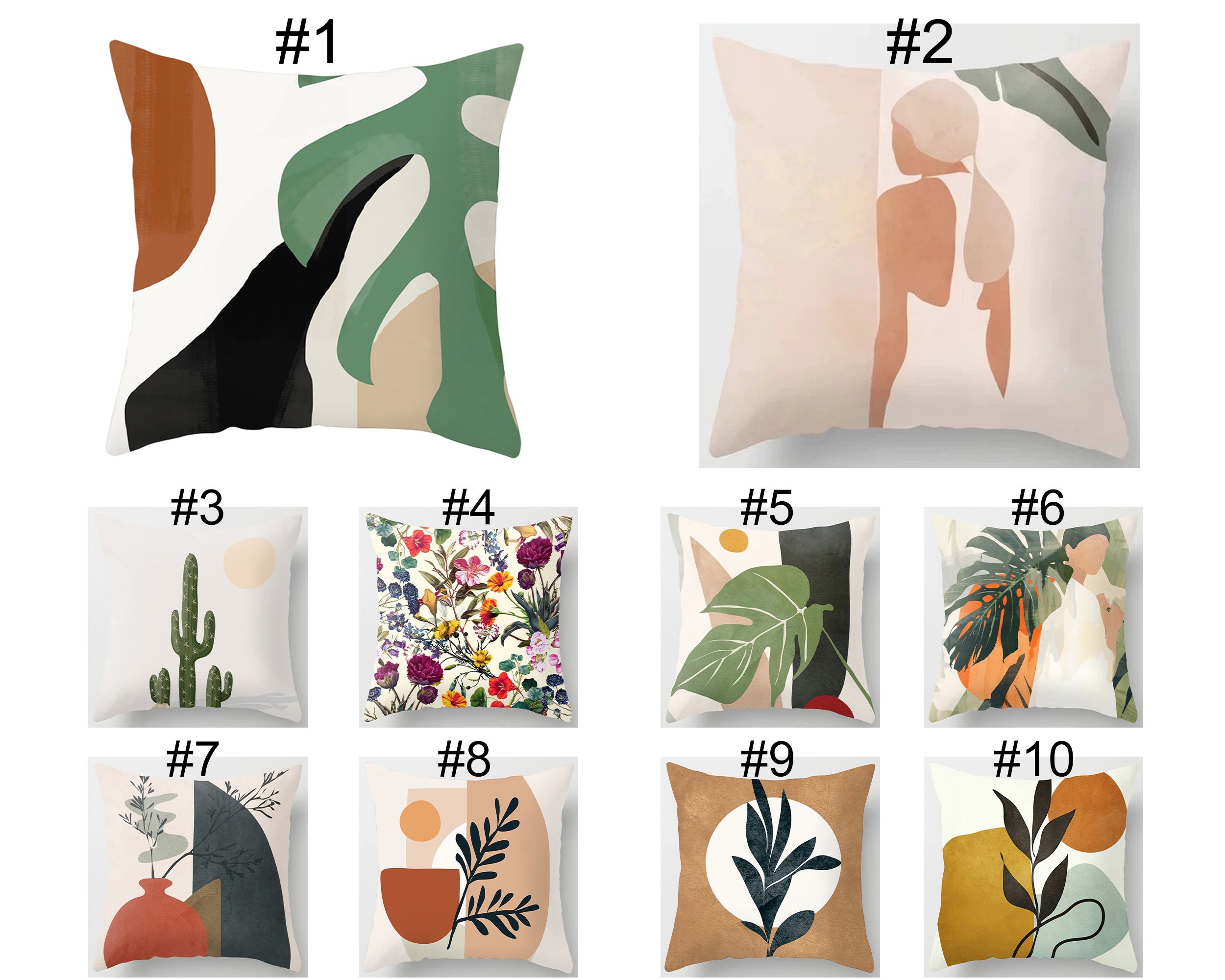 Modern Abstract Art Throw Pillow Cover Leaf/plant Pillow Etsy