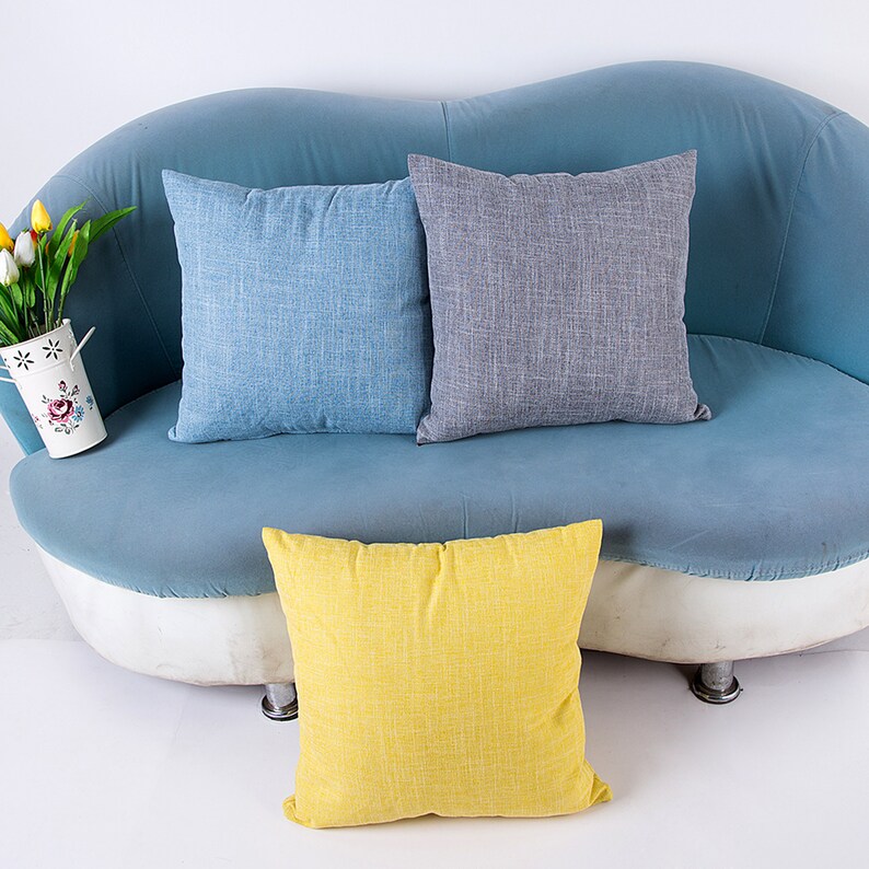 Solid Cotton Linen Pillow Cover 18 X 18 Throw Pillowcasesofa Etsy